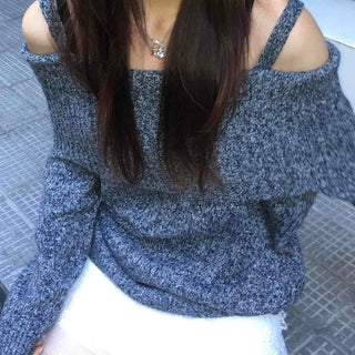 Charcoal hip knit winter mini dress