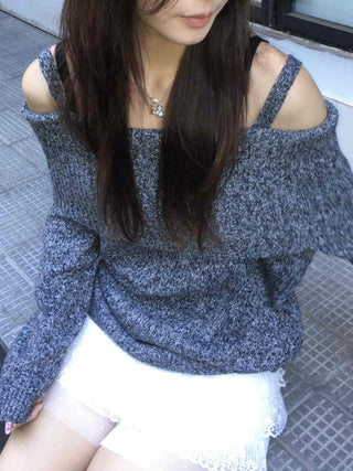 Charcoal hip knit winter mini dress