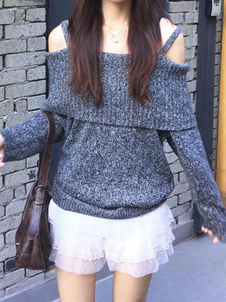 Charcoal hip knit winter mini dress
