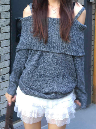 Charcoal hip knit winter mini dress