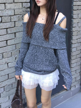 Charcoal hip knit winter mini dress
