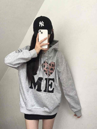 Kitsch Lettering Leopard Hoodie