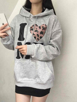 Kitsch Lettering Leopard Hoodie