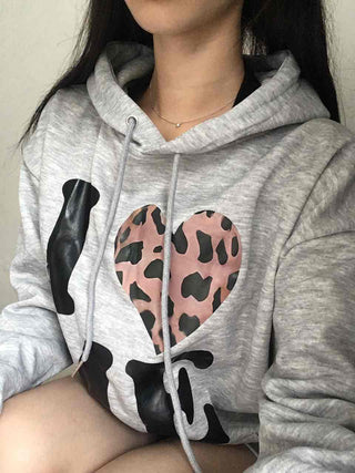 Kitsch Lettering Leopard Hoodie