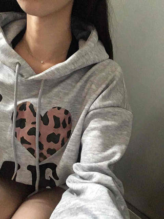 Kitsch Lettering Leopard Hoodie