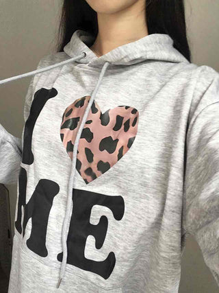 Kitsch Lettering Leopard Hoodie