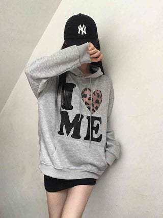 Kitsch Lettering Leopard Hoodie