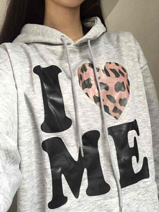 Kitsch Lettering Leopard Hoodie