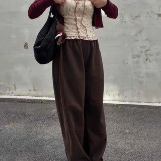 Loose Fit Wool Blend High-Rise Pants