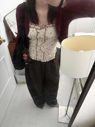 Loose Fit Wool Blend High-Rise Pants