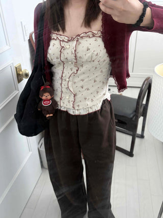 Loose Fit Wool Blend High-Rise Pants