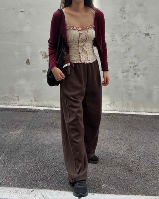 Loose Fit Wool Blend High-Rise Pants