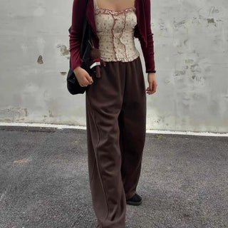 Loose Fit Wool Blend High-Rise Pants