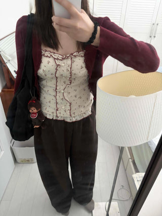 Loose Fit Wool Blend High-Rise Pants