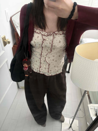 Loose Fit Wool Blend High-Rise Pants