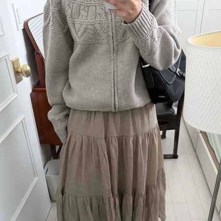 French Tiered Cotton Maxi Skirt
