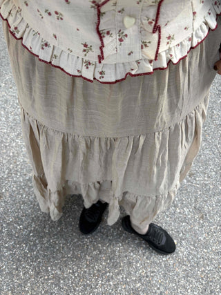 French Tiered Cotton Maxi Skirt
