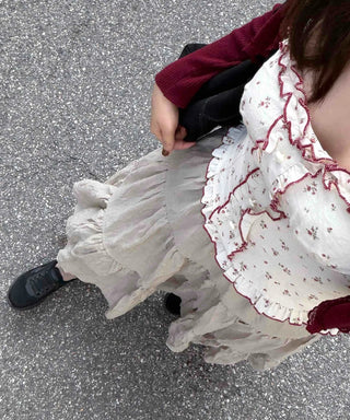 French Tiered Cotton Maxi Skirt