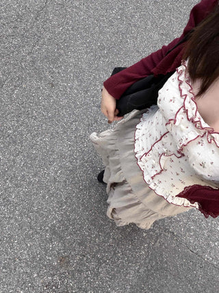 French Tiered Cotton Maxi Skirt