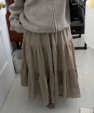 French Tiered Cotton Maxi Skirt