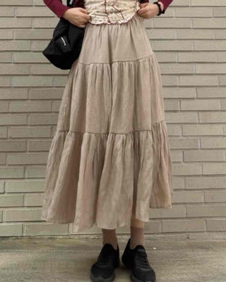 French Tiered Cotton Maxi Skirt