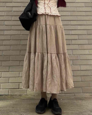 French Tiered Cotton Maxi Skirt