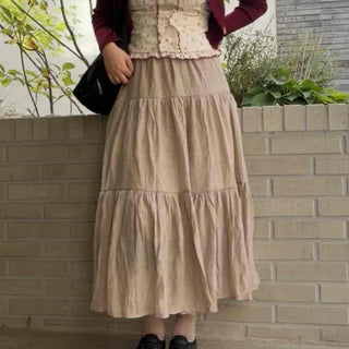 French Tiered Cotton Maxi Skirt