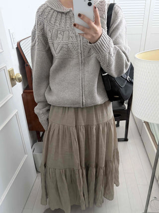 French Tiered Cotton Maxi Skirt
