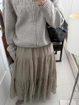 French Tiered Cotton Maxi Skirt