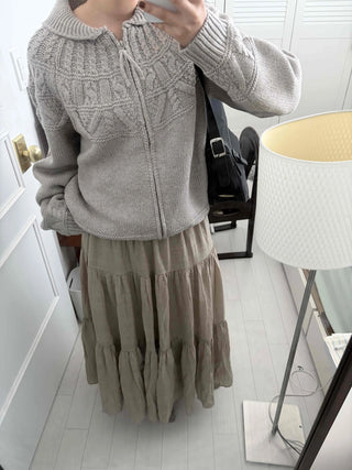 French Tiered Cotton Maxi Skirt