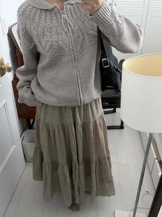 French Tiered Cotton Maxi Skirt