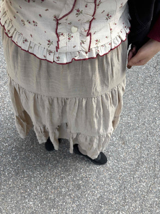 French Tiered Cotton Maxi Skirt