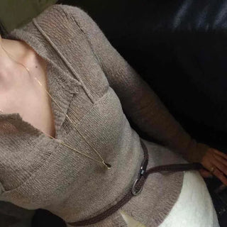 Slim Fit V-Neck Ribbed Knit Cardigan & Bustier