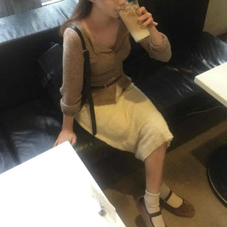 Slim Fit V-Neck Ribbed Knit Cardigan & Bustier