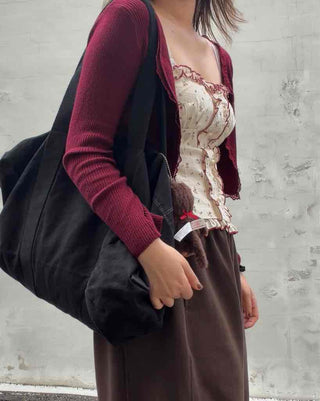 Ribbed Knit Open Cardigan & Small Floral Sleeveless