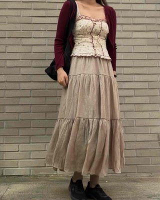 Ribbed Knit Open Cardigan & Small Floral Sleeveless