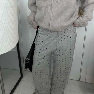 Dot Pattern Wide Straight Pants
