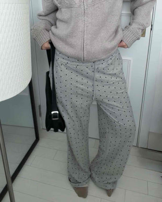 Dot Pattern Wide Straight Pants