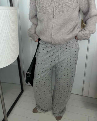 Dot Pattern Wide Straight Pants