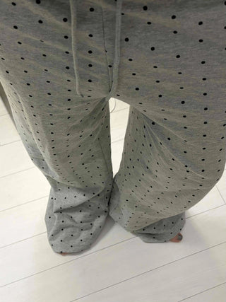 Dot Pattern Wide Straight Pants