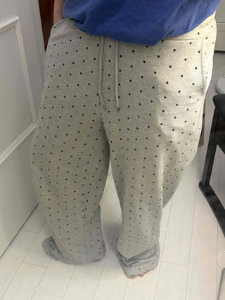 Dot Pattern Wide Straight Pants