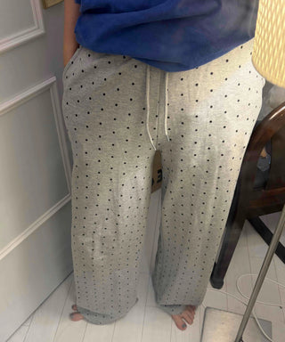Dot Pattern Wide Straight Pants