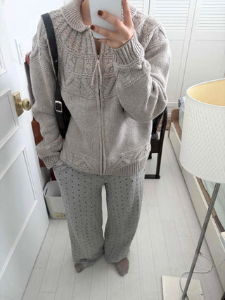 Dot Pattern Wide Straight Pants