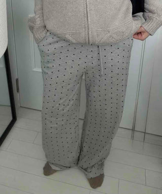 Dot Pattern Wide Straight Pants