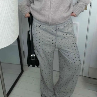 Dot Pattern Wide Straight Pants