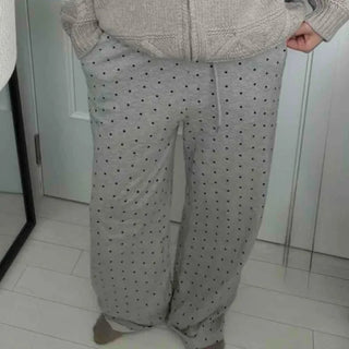 Dot Pattern Wide Straight Pants