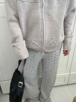 Dot Pattern Wide Straight Pants