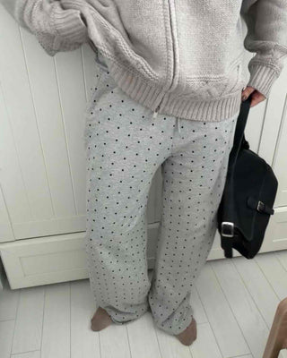 Dot Pattern Wide Straight Pants