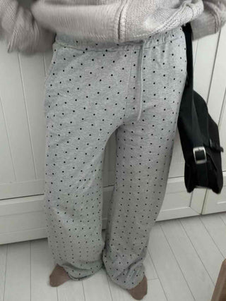 Dot Pattern Wide Straight Pants