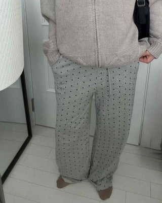 Dot Pattern Wide Straight Pants